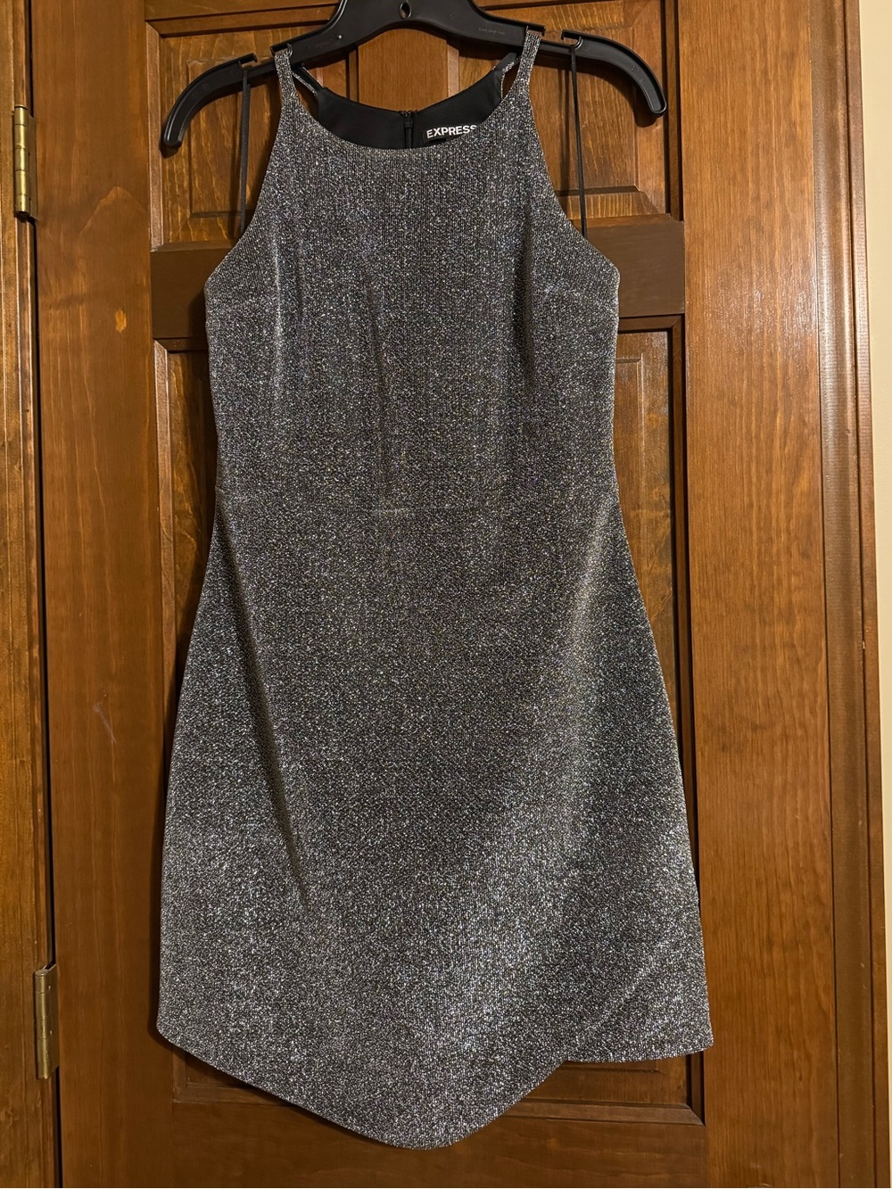 Express Women's Silver Glitter Dress Size 6
